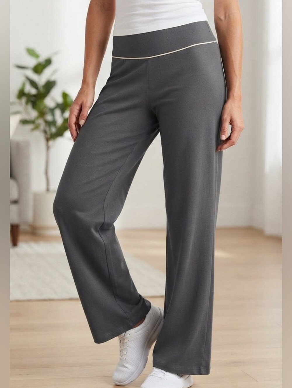 Champion Gray Wide Leg Cotton Spandex Yoga Lounge Pants Athletic Track Pants LT